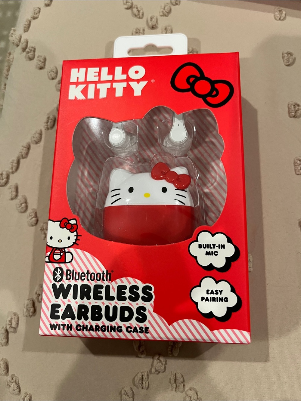 Hello Kitty Red and White Bluetooth Earbuds with Charging Case